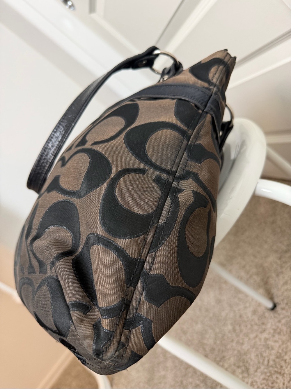 Coach Black & Brown Signature Tote Shoulder Bag - Picture 8 of 14